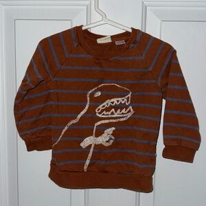 Zara Brown Dinosaur Striped Pullover Top - 12-18 Month